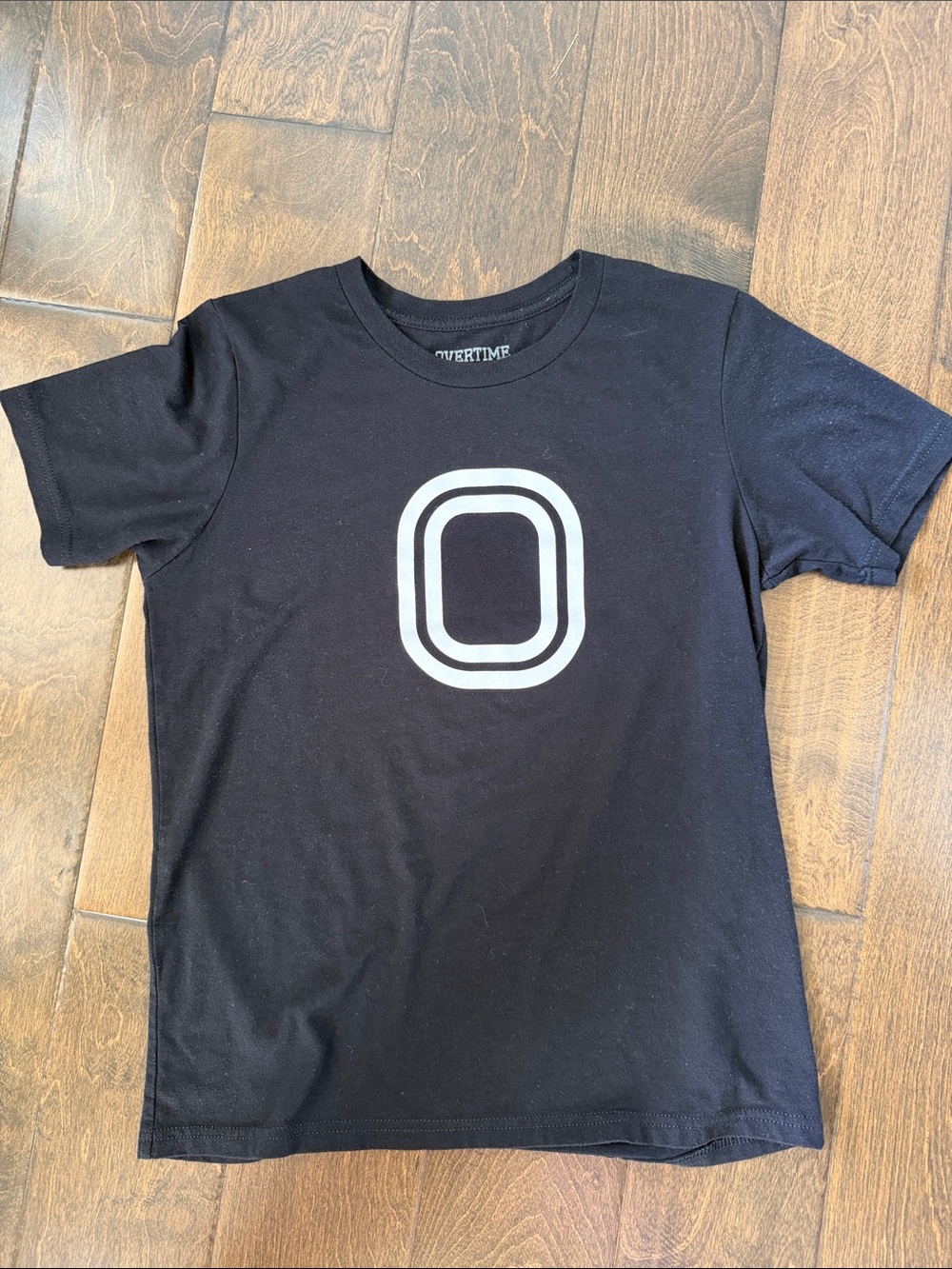 OVERTIME Kids Black Short-Sleeve Tee with White Graphic O